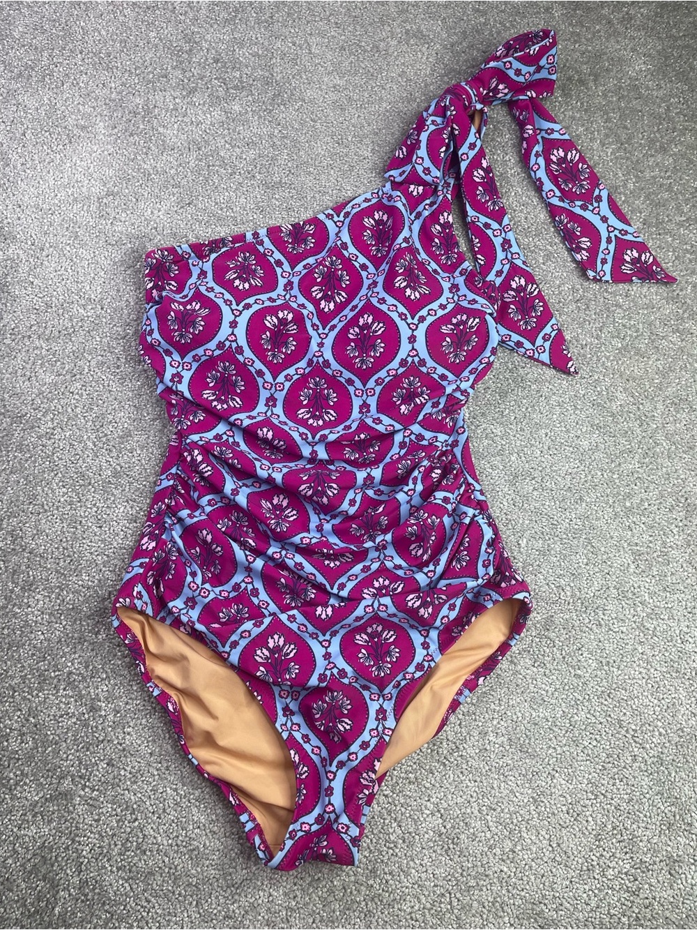 J. Crew Factory One Shoulder Swimsuit Small One Piece Bow Detail Lined